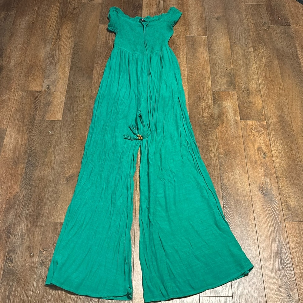 Lime green strapless jumpsuit